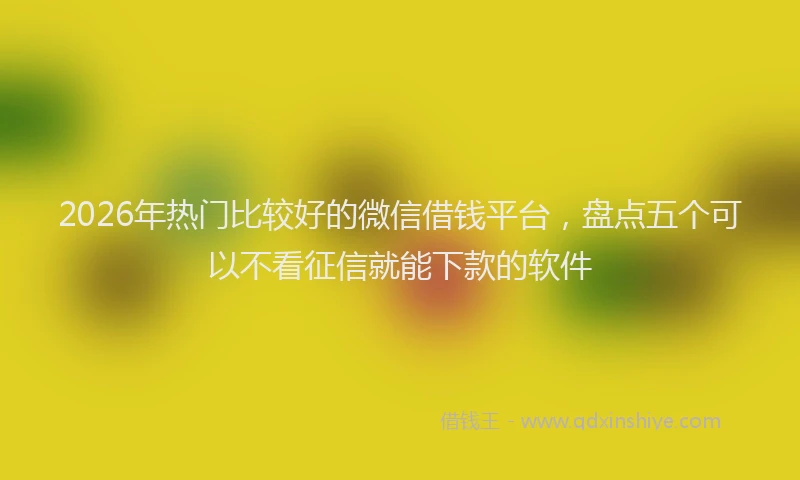 2026年热门比较好的微信借钱平台，盘点五个可以不看征信就能下款的软件