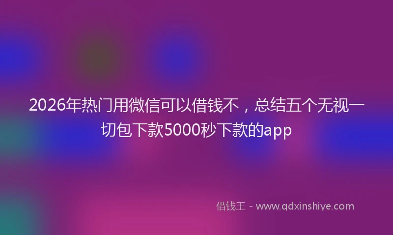 2026年热门用微信可以借钱不，总结五个无视一切包下款5000秒下款的app