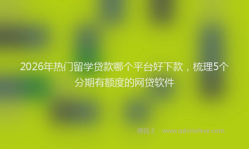 2026年热门留学贷款哪个平台好下款，梳理5个分期有额度的网贷软件