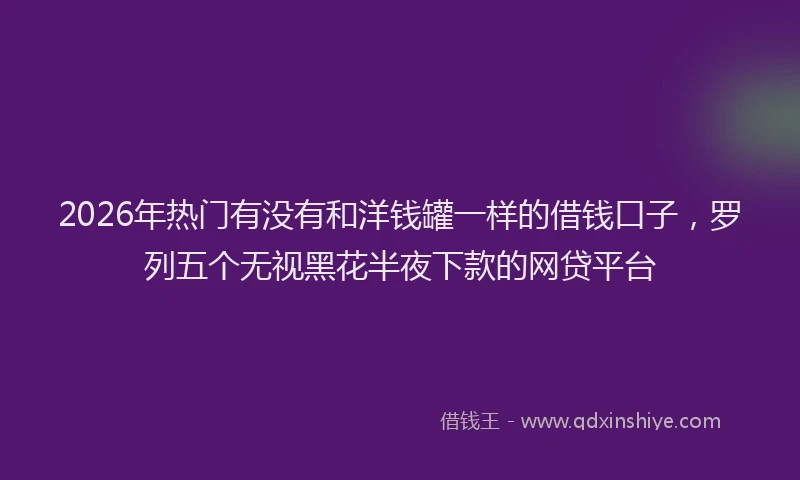 2026年热门有没有和洋钱罐一样的借钱口子，罗列五个无视黑花半夜下款的网贷平台