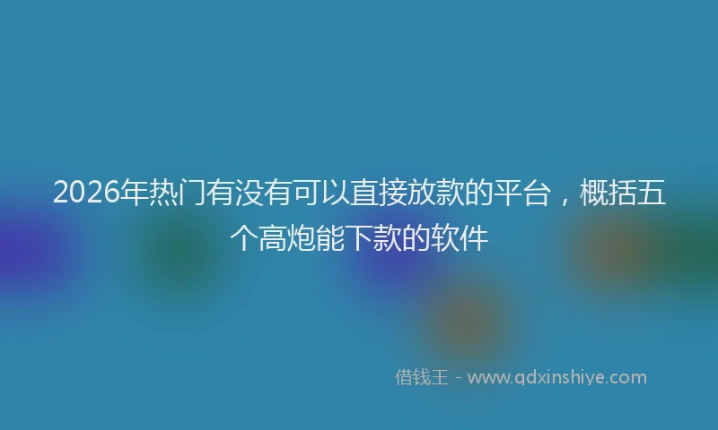 2026年热门有没有可以直接放款的平台，概括五个高炮能下款的软件