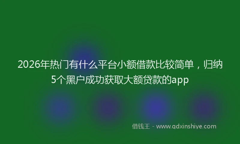 2026年热门有什么平台小额借款比较简单，归纳5个黑户成功获取大额贷款的app