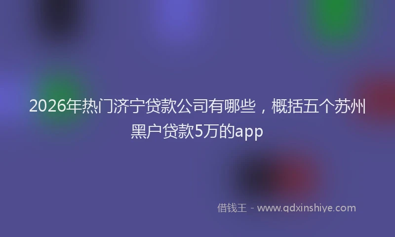 2026年热门济宁贷款公司有哪些，概括五个苏州黑户贷款5万的app
