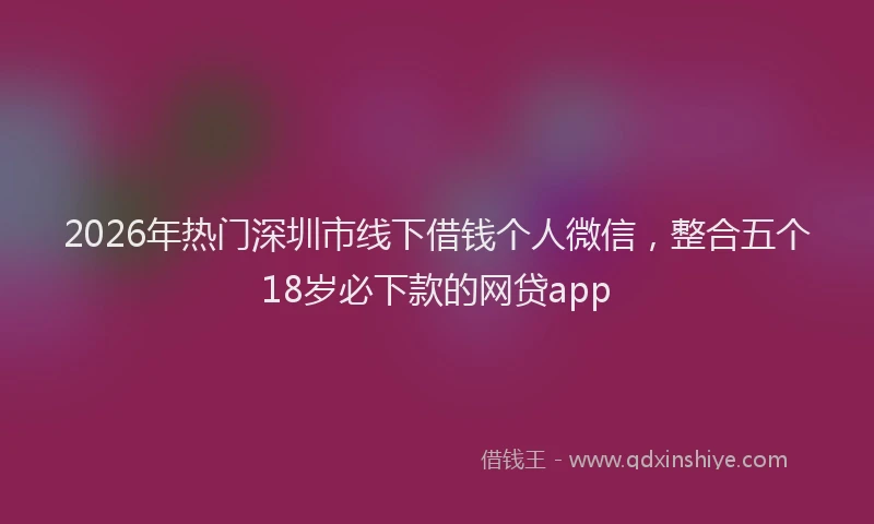 2026年热门深圳市线下借钱个人微信，整合五个18岁必下款的网贷app