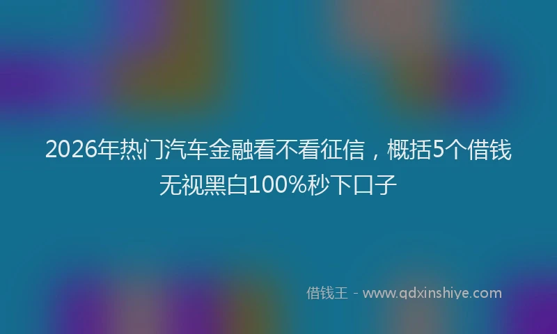 2026年热门汽车金融看不看征信，概括5个借钱无视黑白100%秒下口子