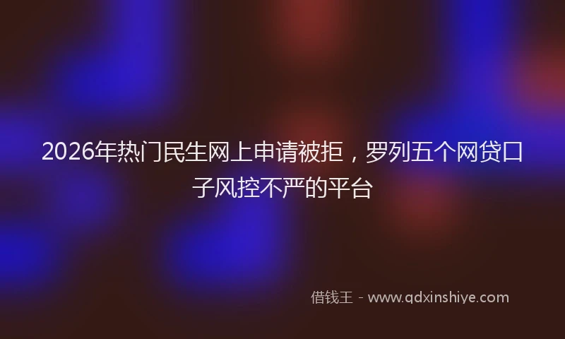 2026年热门民生网上申请被拒，罗列五个网贷口子风控不严的平台