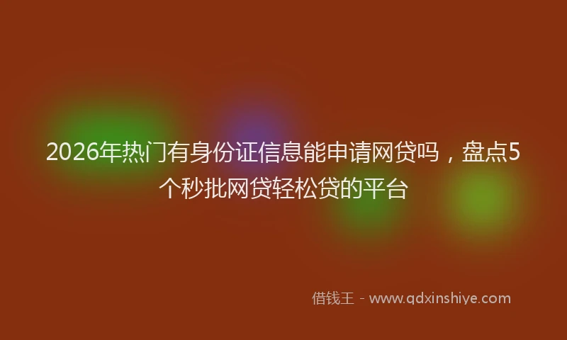 2026年热门有身份证信息能申请网贷吗,盘点5个秒批网贷轻松贷的平台
