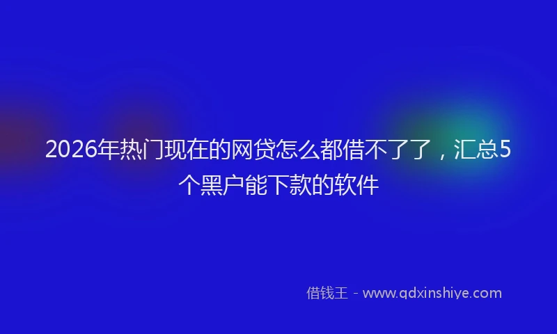 2026年热门现在的网贷怎么都借不了了，汇总5个黑户能下款的软件
