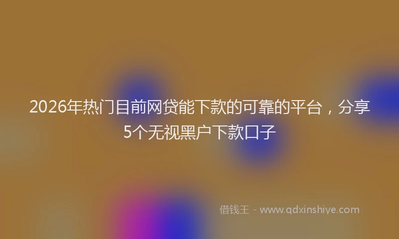 2026年热门目前网贷能下款的可靠的平台，分享5个无视黑户下款口子