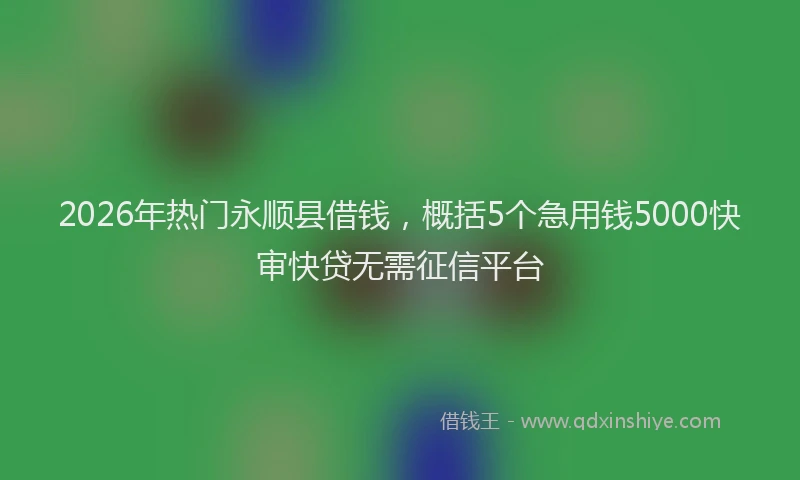 2026年热门永顺县借钱，概括5个急用钱5000快审快贷无需征信平台