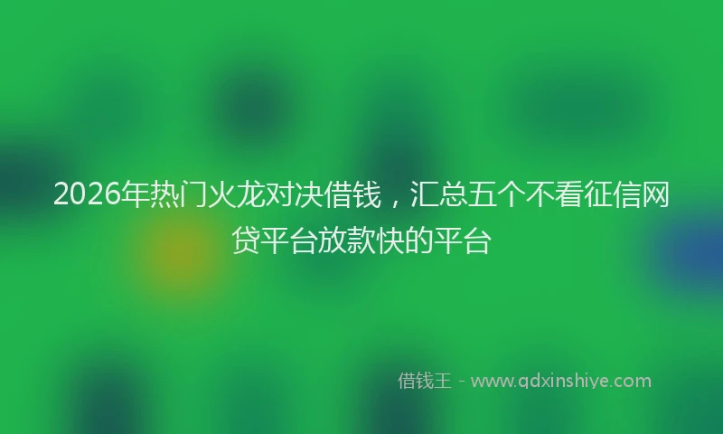 2026年热门火龙对决借钱，汇总五个不看征信网贷平台放款快的平台