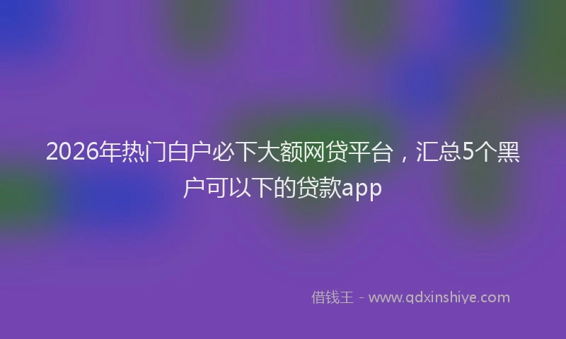 2026年热门白户必下大额网贷平台，汇总5个黑户可以下的贷款app