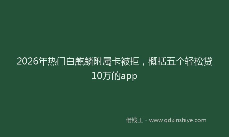 2026年热门白麒麟附属卡被拒，概括五个轻松贷10万的app