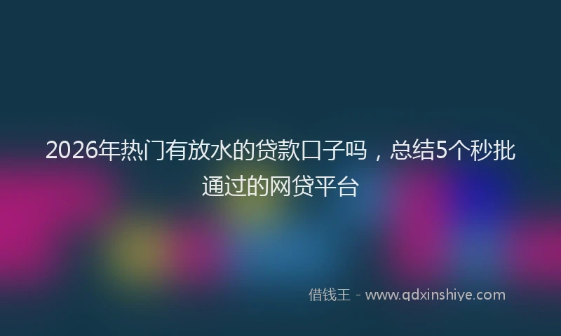 2026年热门有放水的贷款口子吗，总结5个秒批通过的网贷平台
