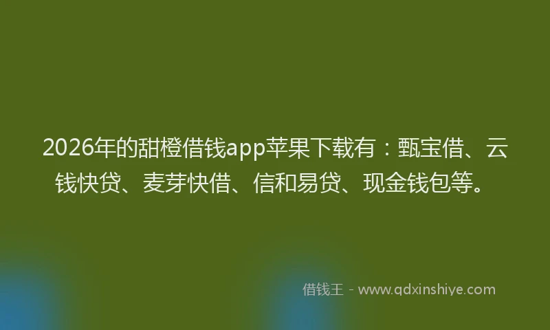 2026年的甜橙借钱app苹果下载有：甄宝借、云钱快贷、麦芽快借、信和易贷、现金钱包等。