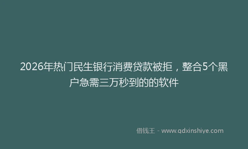 2026年热门民生银行消费贷款被拒，整合5个黑户急需三万秒到的的软件