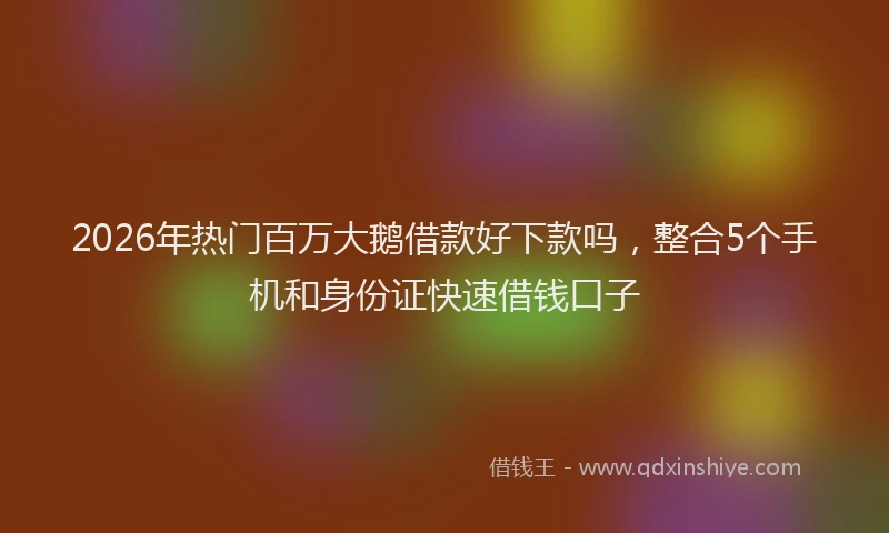 2026年热门百万大鹅借款好下款吗，整合5个手机和身份证快速借钱口子