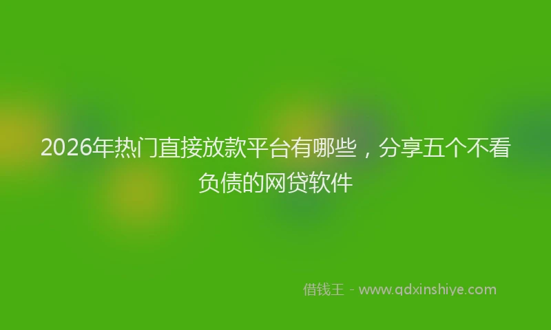 2026年热门直接放款平台有哪些，分享五个不看负债的网贷软件