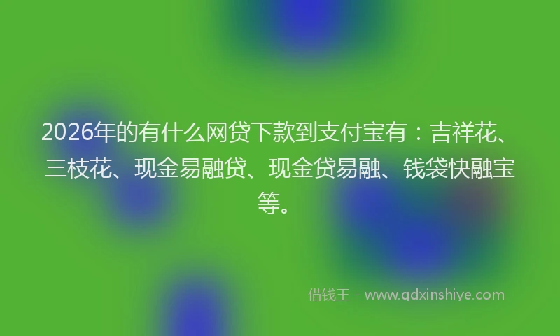 2026年的有什么网贷下款到支付宝有：吉祥花、三枝花、现金易融贷、现金贷易融、钱袋快融宝等。