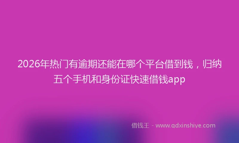 2026年热门有逾期还能在哪个平台借到钱,归纳五个手机和身份证快速借钱app