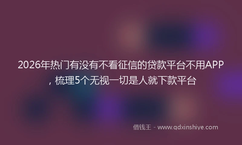 2026年热门有没有不看征信的贷款平台不用APP，梳理5个无视一切是人就下款平台