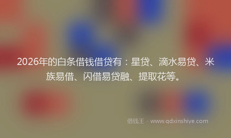 2026年的白条借钱借贷有：星贷、滴水易贷、米族易借、闪借易贷融、提取花等。