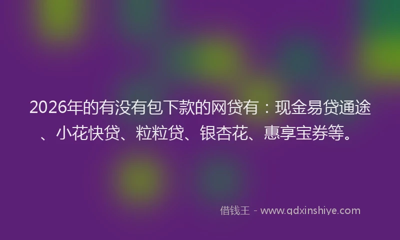 2026年的有没有包下款的网贷有：现金易贷通途、小花快贷、粒粒贷、银杏花、惠享宝券等。