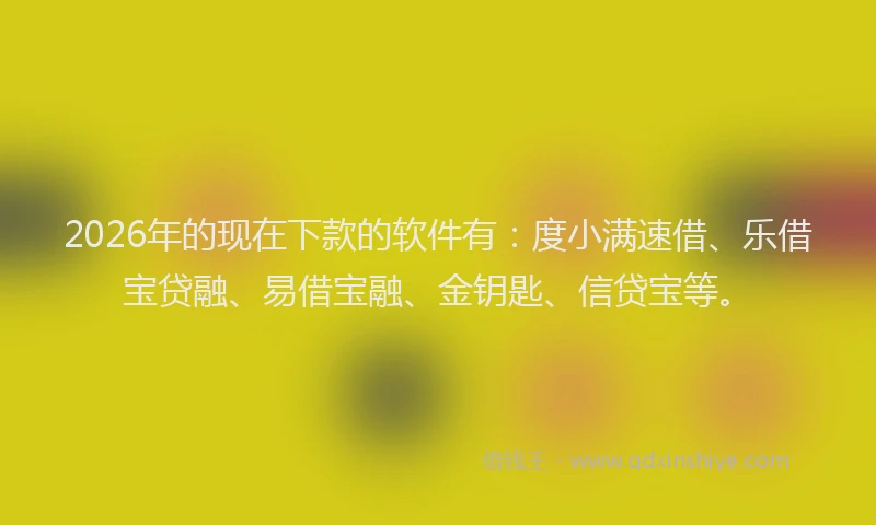2026年的现在下款的软件有：度小满速借、乐借宝贷融、易借宝融、金钥匙、信贷宝等。