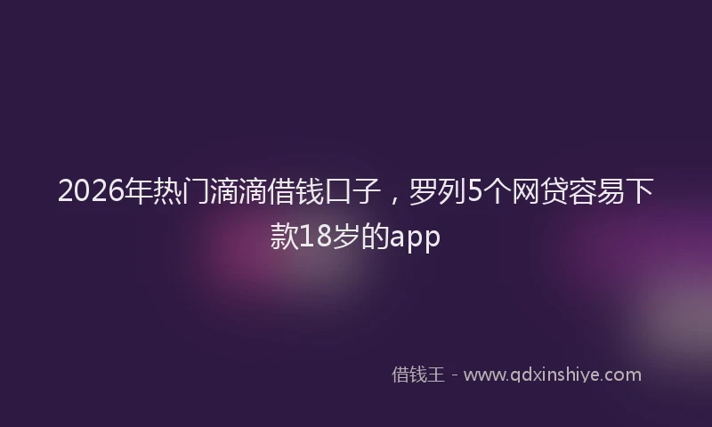2026年热门滴滴借钱口子，罗列5个网贷容易下款18岁的app
