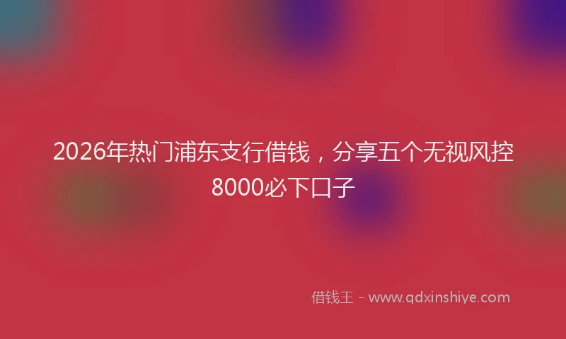 2026年热门浦东支行借钱，分享五个无视风控8000必下口子