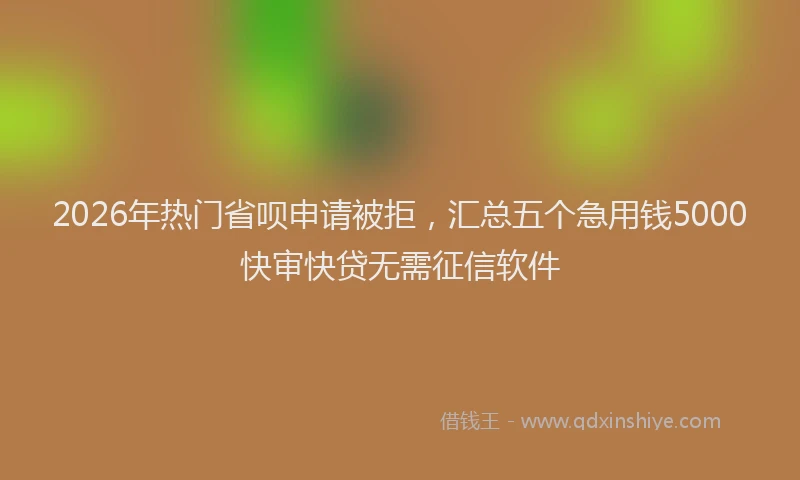 2026年热门省呗申请被拒，汇总五个急用钱5000快审快贷无需征信软件