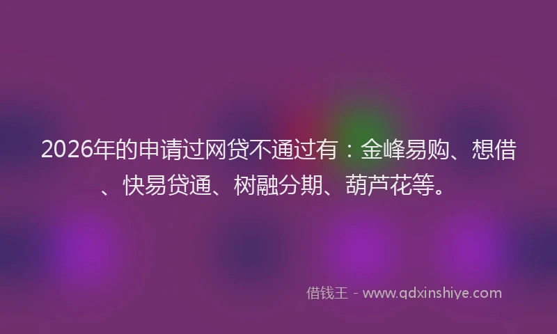 2026年的申请过网贷不通过有:金峰易购、想借、快易贷通、树融分期、葫芦花等。