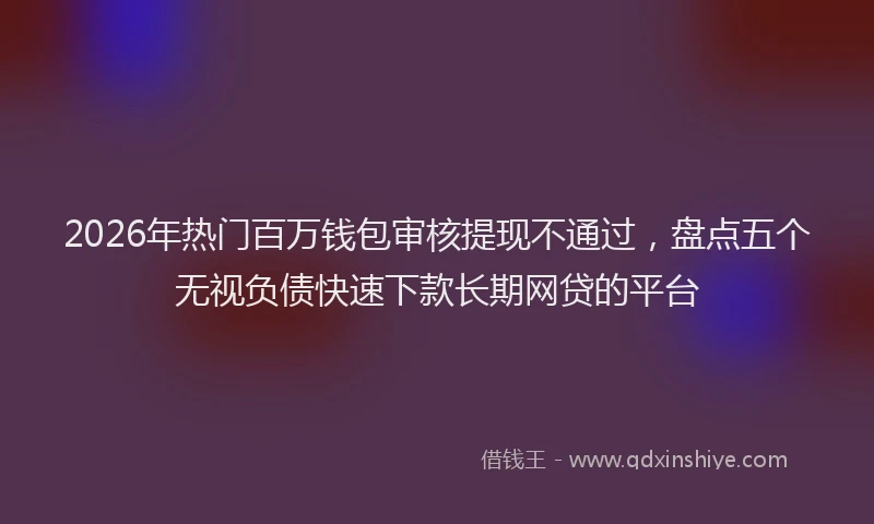 2026年热门百万钱包审核提现不通过，盘点五个无视负债快速下款长期网贷的平台