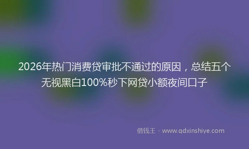 2026年热门消费贷审批不通过的原因，总结五个无视黑白100%秒下网贷小额夜间口子