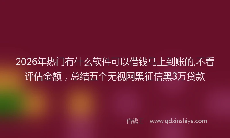 2026年热门有什么软件可以借钱马上到账的,不看评估金额，总结五个无视网黑征信黑3万贷款
