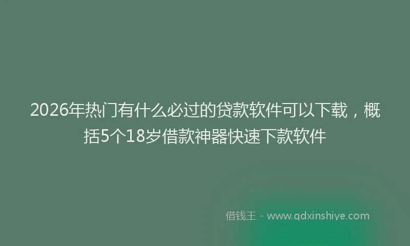2026年热门有什么必过的贷款软件可以下载，概括5个18岁借款神器快速下款软件