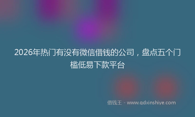 2026年热门有没有微信借钱的公司，盘点五个门槛低易下款平台