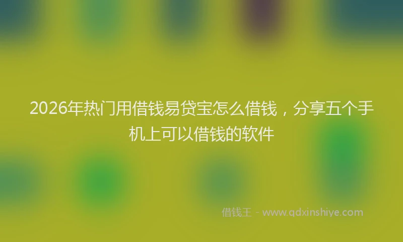 2026年热门用借钱易贷宝怎么借钱，分享五个手机上可以借钱的软件