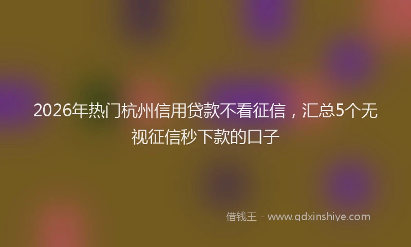 2026年热门杭州信用贷款不看征信，汇总5个无视征信秒下款的口子