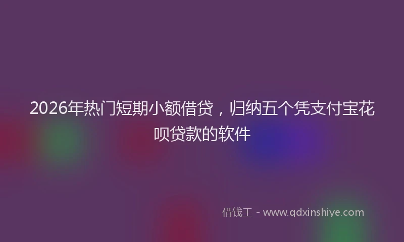 2026年热门短期小额借贷，归纳五个凭支付宝花呗贷款的软件