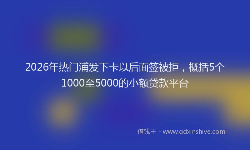 2026年热门浦发下卡以后面签被拒,概括5个1000至5000的小额贷款平台