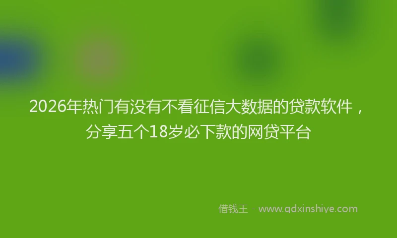 2026年热门有没有不看征信大数据的贷款软件，分享五个18岁必下款的网贷平台