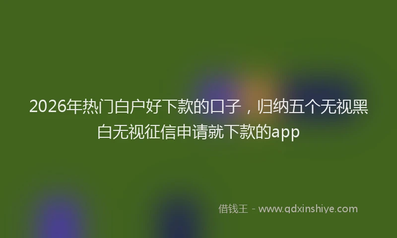 2026年热门白户好下款的口子，归纳五个无视黑白无视征信申请就下款的app