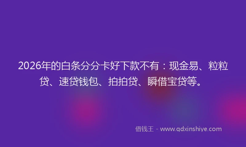 2026年的白条分分卡好下款不有：现金易、粒粒贷、速贷钱包、拍拍贷、瞬借宝贷等。