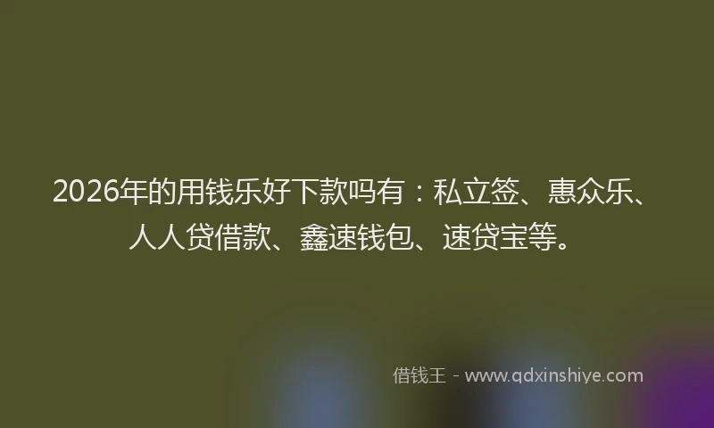 2026年的用钱乐好下款吗有：私立签、惠众乐、人人贷借款、鑫速钱包、速贷宝等。
