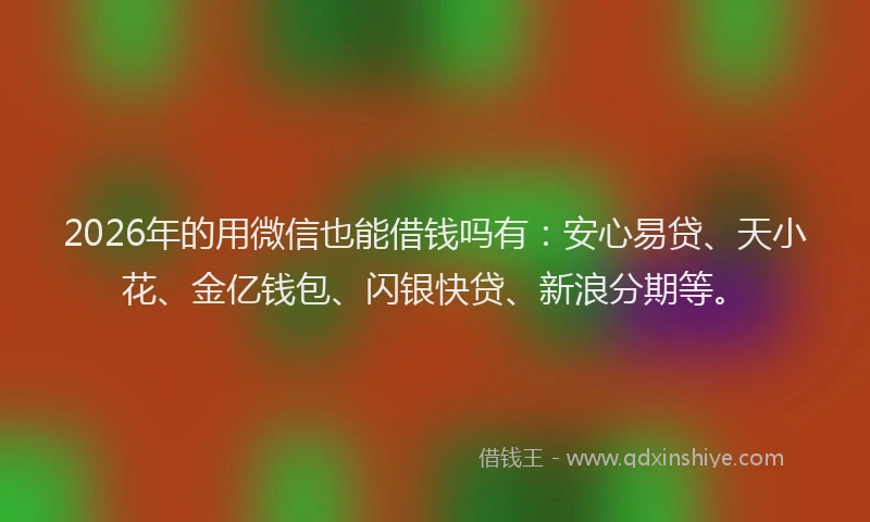 2026年的用微信也能借钱吗有:安心易贷、天小花、金亿钱包、闪银快贷、新浪分期等。