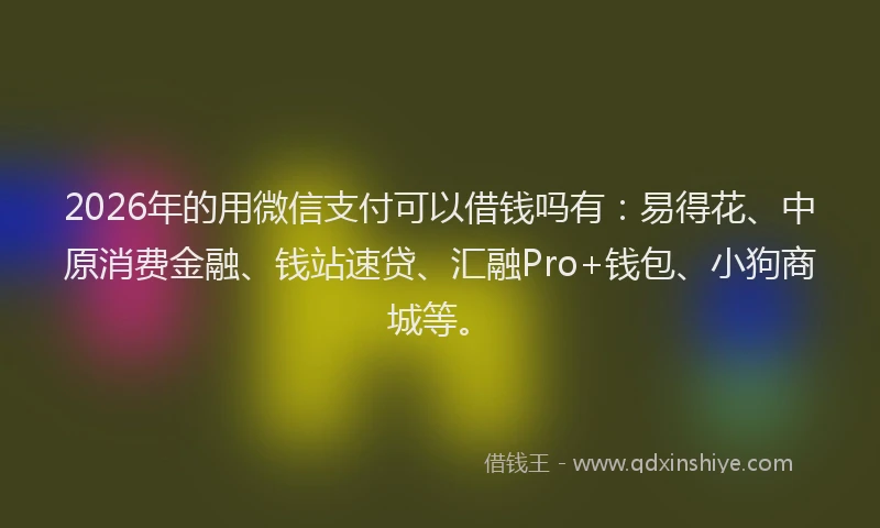 2026年的用微信支付可以借钱吗有：易得花、中原消费金融、钱站速贷、汇融Pro+钱包、小狗商城等。