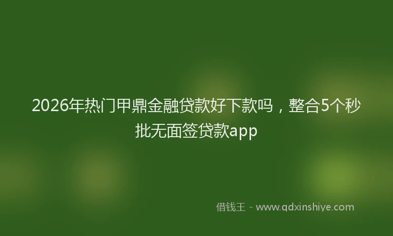 2026年热门甲鼎金融贷款好下款吗，整合5个秒批无面签贷款app