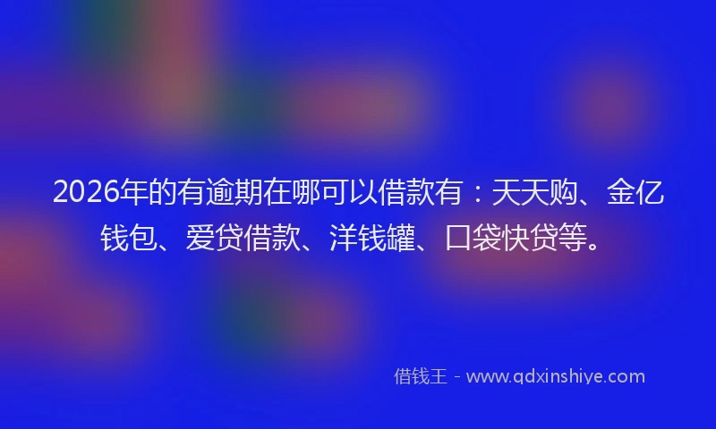 2026年的有逾期在哪可以借款有：天天购、金亿钱包、爱贷借款、洋钱罐、口袋快贷等。