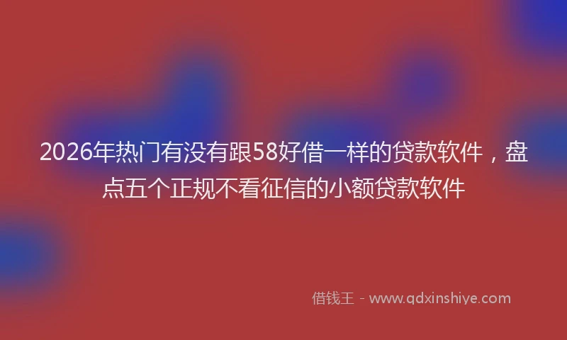2026年热门有没有跟58好借一样的贷款软件，盘点五个正规不看征信的小额贷款软件